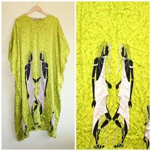 Jessica Taylor Women Maasai Tribal Pattern Kimono Sleeve Kaftan Dress One Size